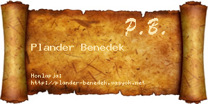 Plander Benedek névjegykártya